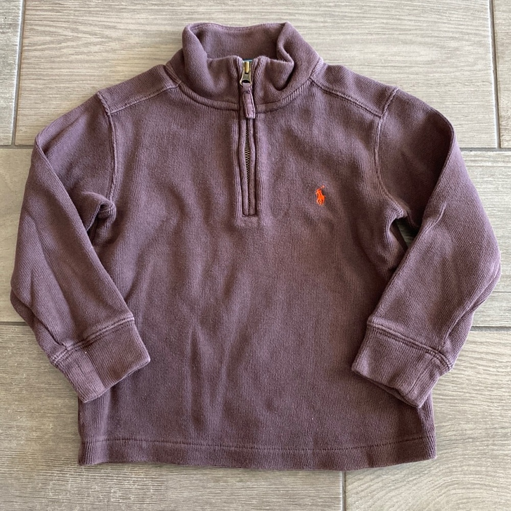 Boys Polo by Ralph Lauren Mock Neck Quarter Zip Pullover - Brown - Picture 1 of 6